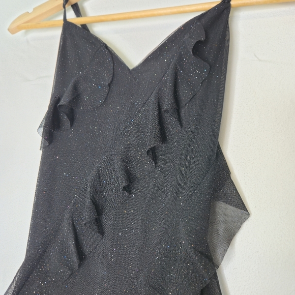 Ladies Long Shimmer Side Slit Spaghetti Strap Dress Size Small - Picture 4 of 9